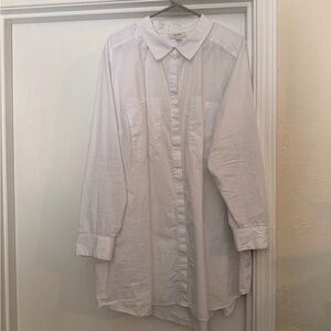 Oversized White Button-Front Relaxed Shirt